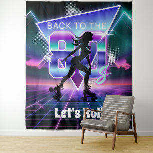 Vaporwave Roller Skate Birthday Party  Tapestry
