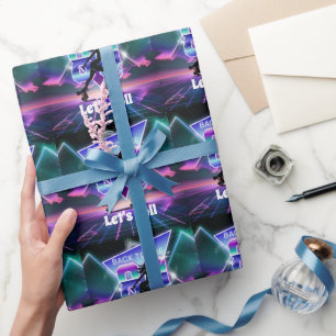 Vaporwave Roller Skate Birthday Party  Wrapping Paper