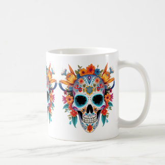 Vaporwave_Skull_Sunset_with_Neon_Tropical_Vibes-re Coffee Mug