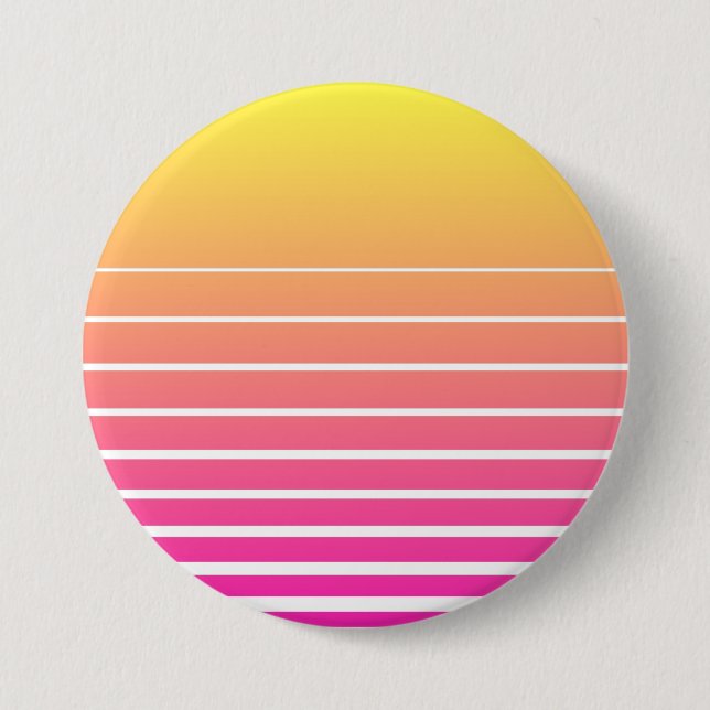 Vaporwave Sun 3 Inch Round Button (Front)