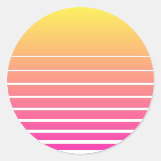 Vaporwave Sun Classic Round Sticker