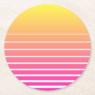 Vaporwave Sun Round Paper Coaster