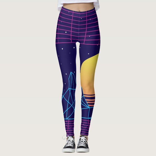 Vaporwave Sunset Leggings (Front)