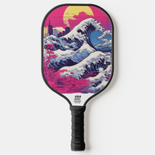 Vaporwave Synthwave 80's Japan Japanes - funny Pickleball Paddle