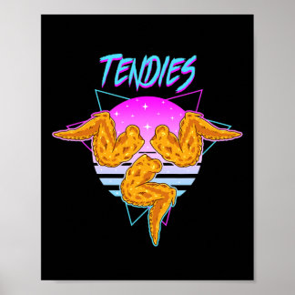 Vaporwave Tendies Chicken Tenders Japanese Kanji Poster