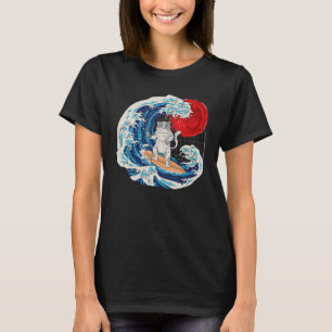 Vaporwave The Japanese Neko Great Cat Wave Sushi R T-Shirt
