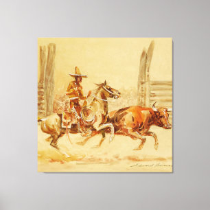 Vaquero and Steer by Edward Borein Canvas Print