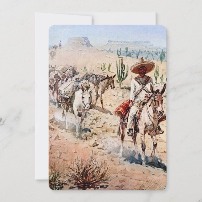 “Vaquero Pack Train” by Edward Borein Invitation (Front)
