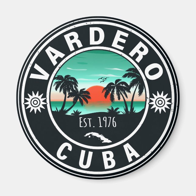 Varadero Cuba Island Retro Sunset Souvenirs 60s Magnet (Front)