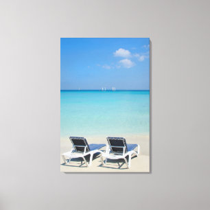 Varadero, Cuba. Sand And Beach Chairs Canvas Print