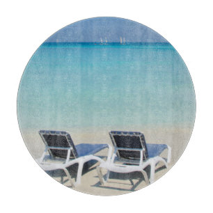 Varadero, Cuba. Sand And Beach Chairs Cutting Board