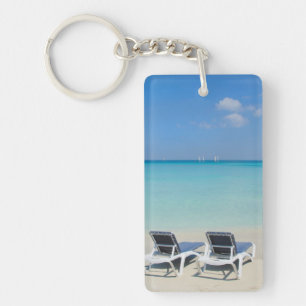 Varadero, Cuba. Sand And Beach Chairs Keychain