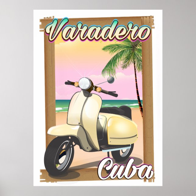 Varadero Cuban vintage scooter poster (Front)