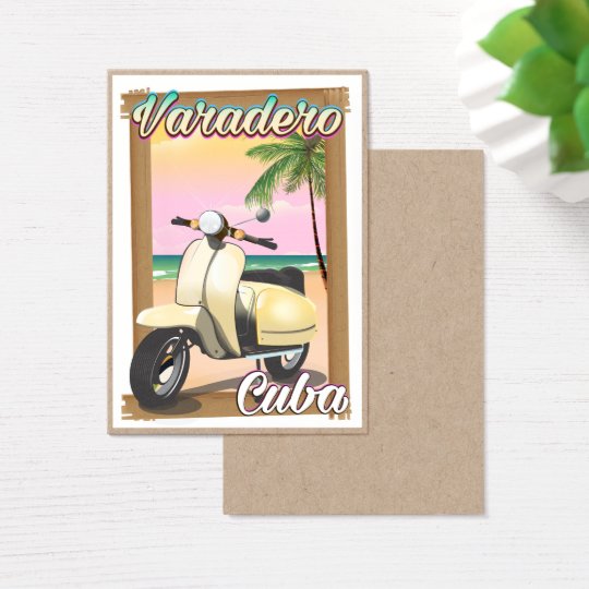 Varadero Cuban vintage scooter poster Business Card