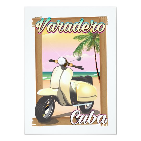 Varadero Cuban vintage scooter poster Card