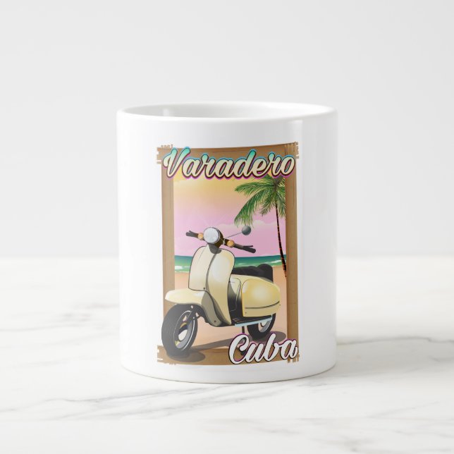 Varadero Cuban vintage scooter poster Large Coffee Mug (Front)