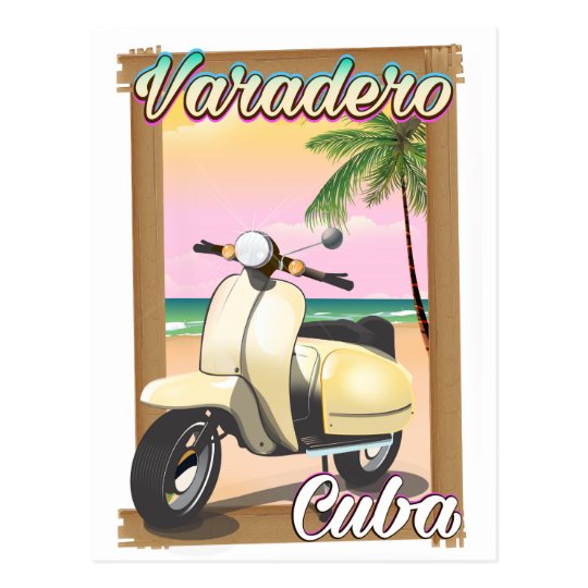 Varadero Cuban vintage scooter poster Postcard