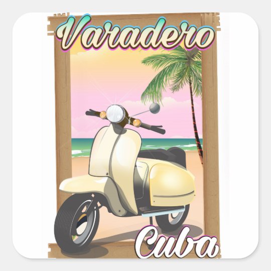 Varadero Cuban vintage scooter poster Square Sticker