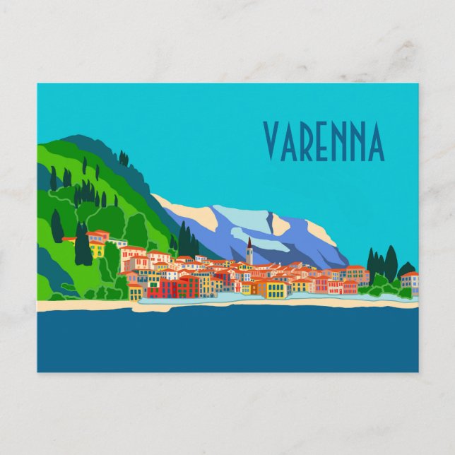Varenna Como Italy Illustration Travel Postcard (Front)