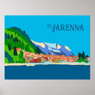 Varenna Lake Como Italy Europe Travel Illustration Poster