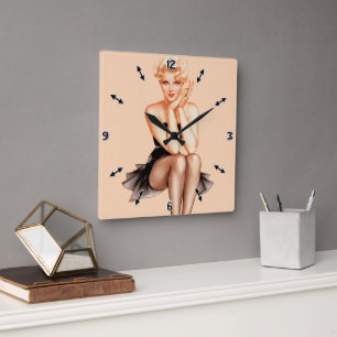 Varga Girl Cover Art by Alberto Vargas Square Wall Clock