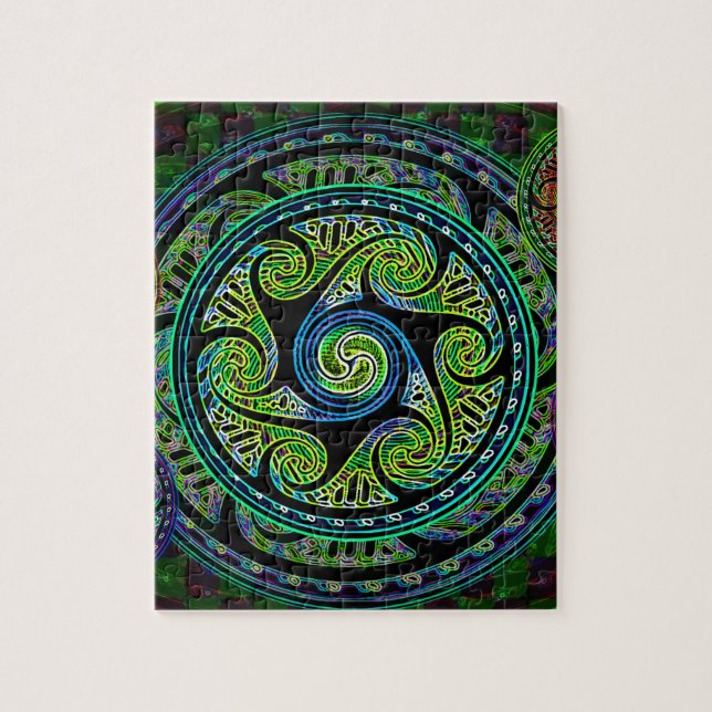 Variated Spheres Vibrant Celtic Knot Jigsaw Puzzle (Vertical)