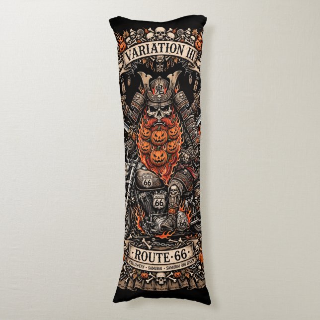 Variation III Route 66 Throw,Samurai Pumpkin Beard Body Pillow (Front Vertical)