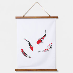 Varicolored carps hanging tapestry