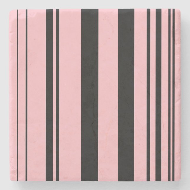 Varied Stripes/Pink & Black Stone Coaster (Front)