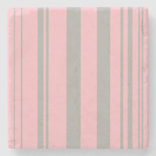 Varied Stripes/Pink & Grey Stone Coaster
