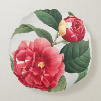 Variegated Camellia, Pierre-Joseph Redouté, 1833 Round Pillow