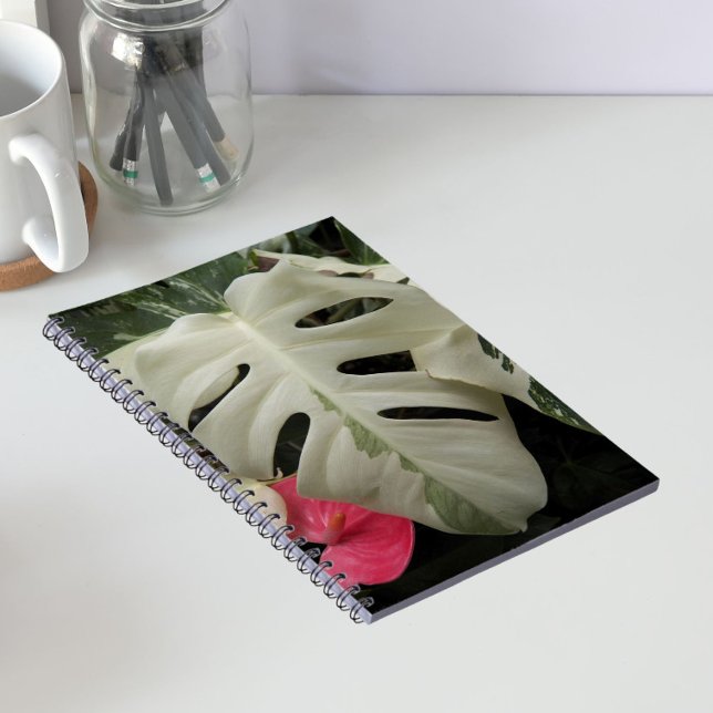 Variegated Monstera Leaf Floral Notebook (In Situ)