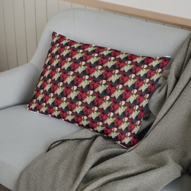 Variegated Poinsettia Floral Holiday Pattern Pillowcase (In Situ)