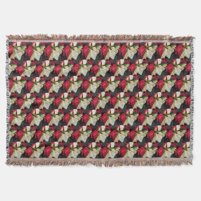 Variegated Poinsettia Floral Pattern Throw Blanket (Front)