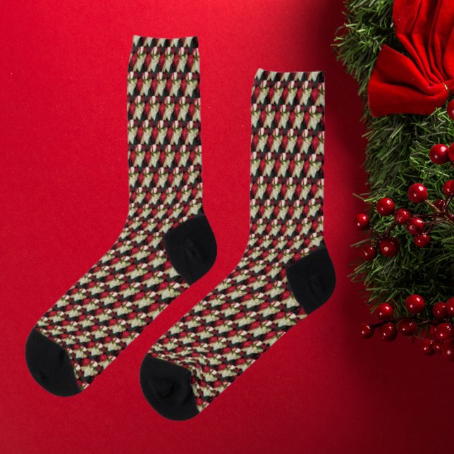 Variegated Poinsettia Pattern Holiday Socks (In Situ Holiday)