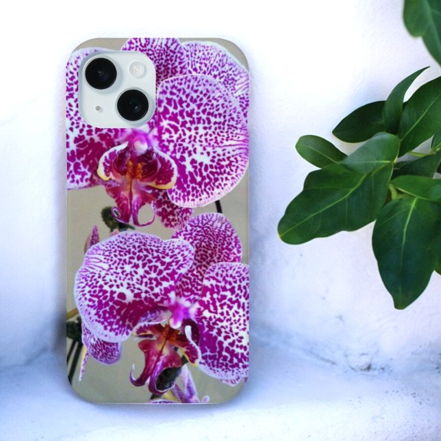 Variegated Purple Orchid Close-Up Photograph Case-Mate iPhone Case (back of iPhone case with variegated purple and white orchid photo)