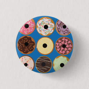 Varieties of Doughnuts 1 Inch Round Button
