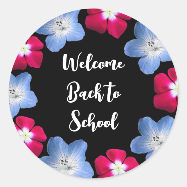 variety black colour and Flowers Classic Round Sticker (Front)