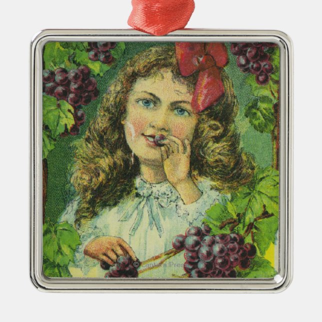 Variety Choice Lake Keuka Grapes Label Metal Ornament (Front)