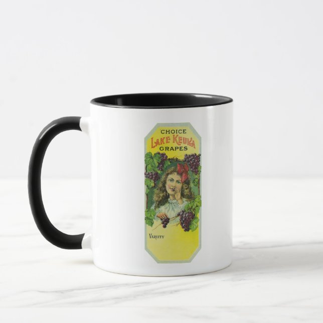 Variety Choice Lake Keuka Grapes Label Mug (Left)