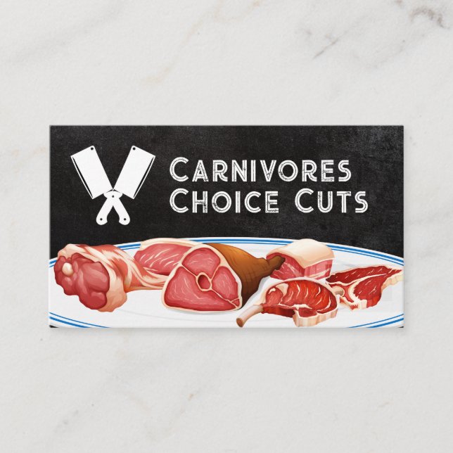 Variety Cut Meats on Plate | Butcher Business Card (Front)