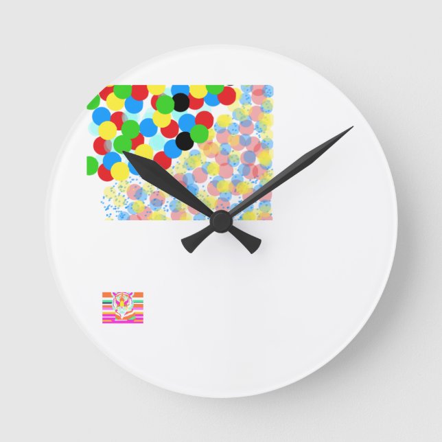 Variety of Colour Wall Art Round Clock (Front)