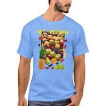Variety of fresh fruits with a slogan