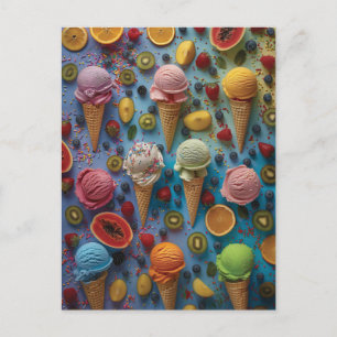 Variety of ice cream flavors postcard