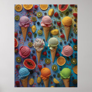Variety of ice cream flavors poster