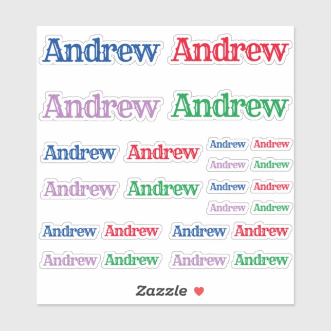 Variety of Sizes of the Name Andrew (Sheet)