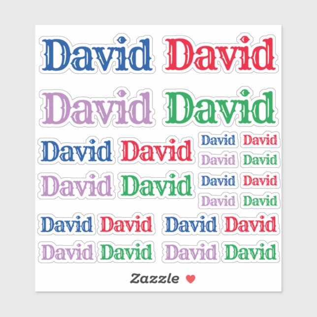 Variety of Sizes of the Name David (Sheet)