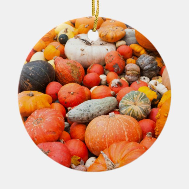 Variety of squash for sale, Germany Ceramic Ornament (Front)