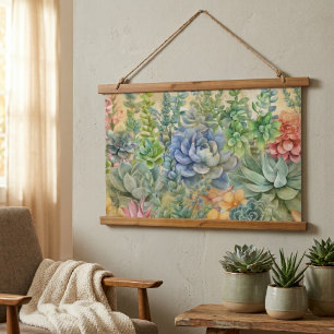Variety Of Succulents Hanging Tapestry