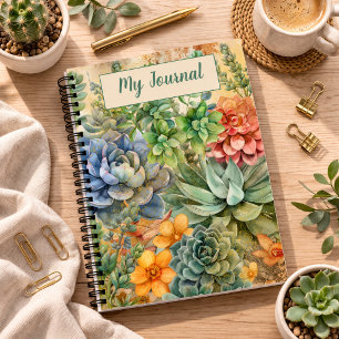 Variety Of Succulents Personalized Notebook